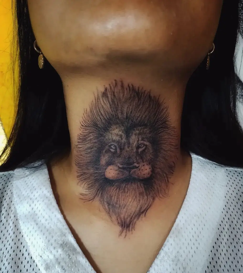 throat female neck tattoo