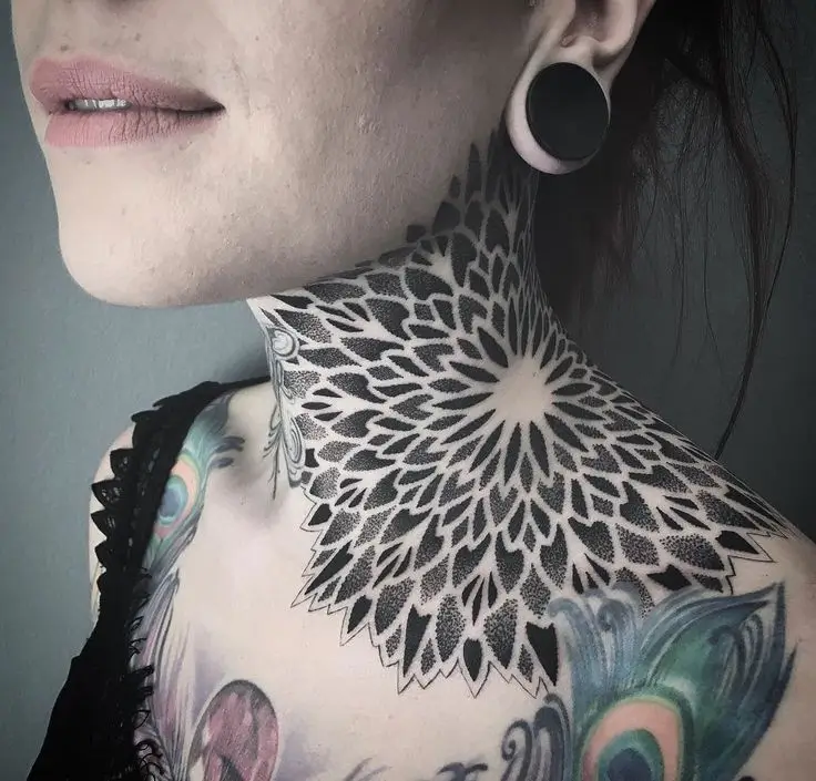 throat female neck tattoo