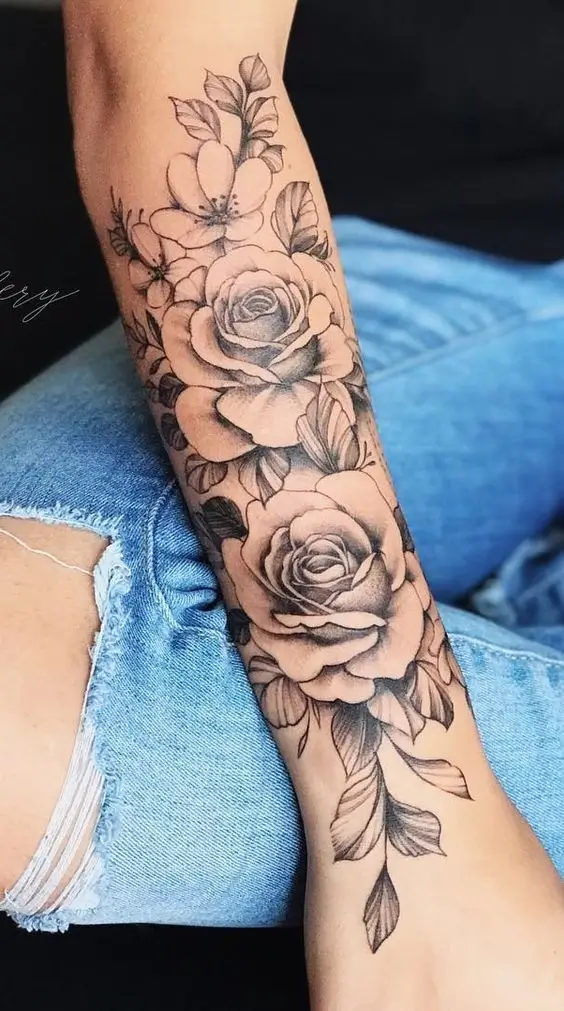 Stunning Female Flower Sleeve Tattoos