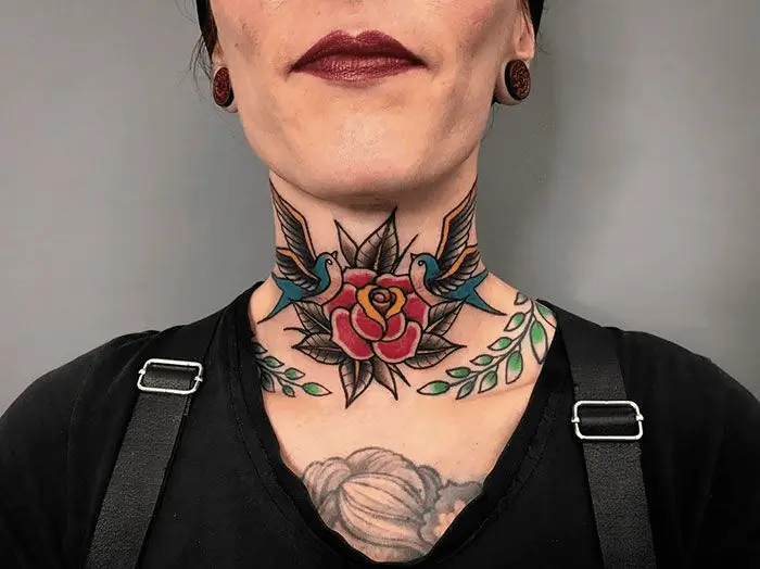 throat female neck tattoo